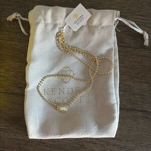 NWT Kendra Scott Emilie pendant white stone gold necklace